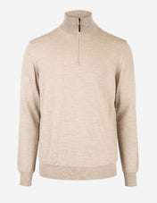 Half Zip Tröja Merinoull Beige