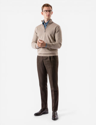Half Zip Tröja Merinoull Beige