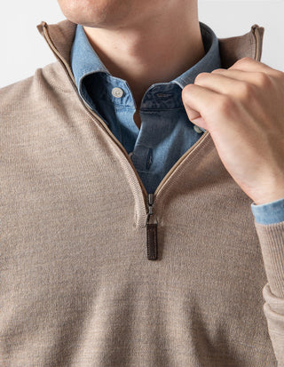Half Zip Tröja Merinoull Beige