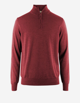 Half Zip Tröja Merinoull Vinröd