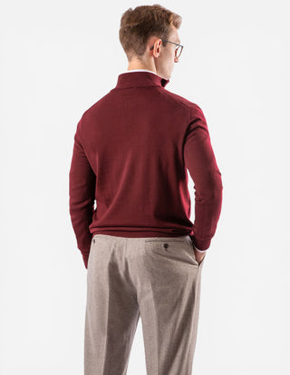 Half Zip Tröja Merinoull Vinröd