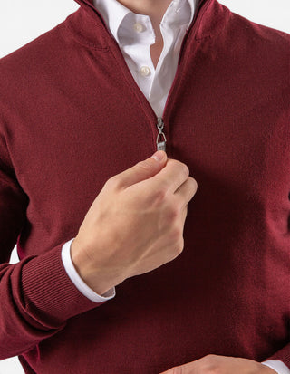 Half Zip Tröja Merinoull Vinröd