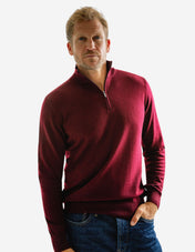Half Zip Tröja Merinoull Vinröd
