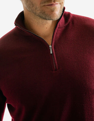 Half Zip Tröja Merinoull Vinröd