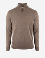 Half Zip Tröja Merinoull Brunmelerad