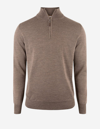 Half Zip Tröja Merinoull Brunmelerad