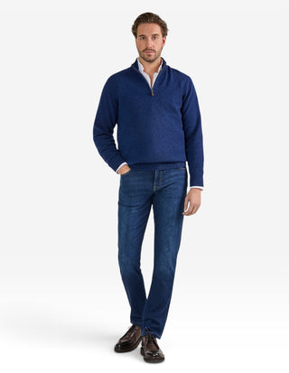 Sutherland Half Zip Lammull Mörkblå