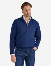Sutherland Half Zip Lammull Mörkblå