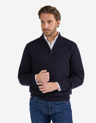 Sutherland Half Zip Lammull Navy