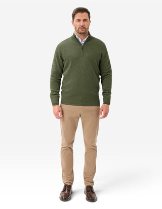 Sutherland Half Zip Lammull Mossgrön