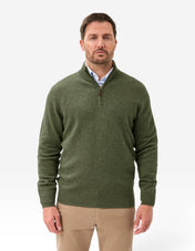 Sutherland Half Zip Lammull Mossgrön