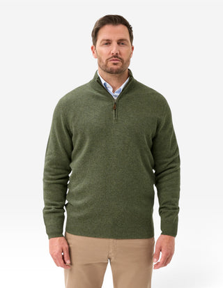 Sutherland Half Zip Lammull Mossgrön