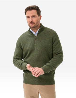Sutherland Half Zip Lammull Mossgrön