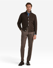 Landford Cardigan Lammull Mörkbrun