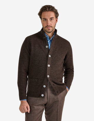 Landford Cardigan Lammull Mörkbrun