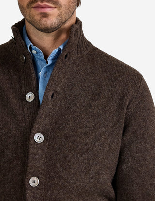 Landford Cardigan Lammull Mörkbrun