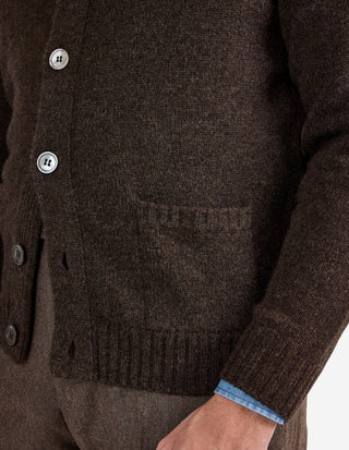 Landford Cardigan Lammull Mörkbrun