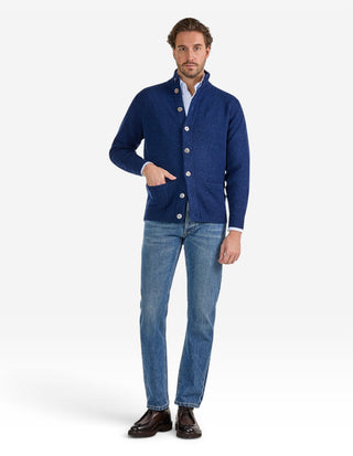 Landford Cardigan Lammull Mörkblå