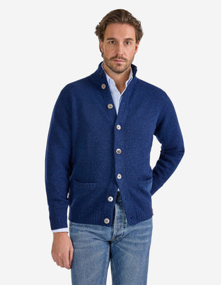 Landford Cardigan Lammull Mörkblå
