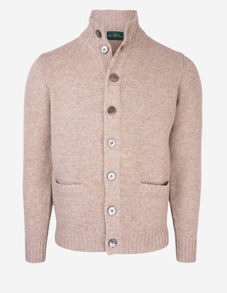 Landford Cardigan Lammull Ljusbeige