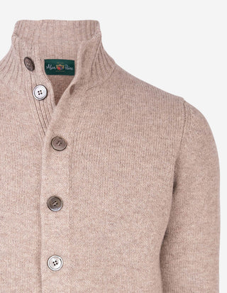 Landford Cardigan Lammull Ljusbeige