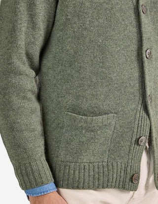 Landford Cardigan Lammull Olivgrön