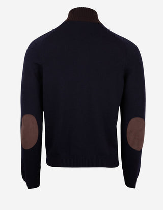 Full-Zip Cardigan Merinoull Navy/Brun