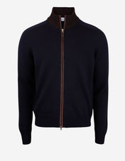 Full-Zip Cardigan Merinoull Navy/Brun