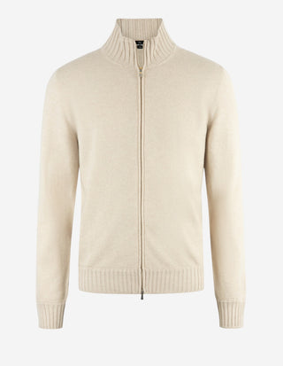 Full Zip Cardigan Cashmere Ljusbeige