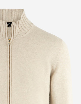 Full Zip Cardigan Cashmere Ljusbeige