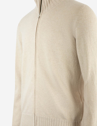 Full Zip Cardigan Cashmere Ljusbeige