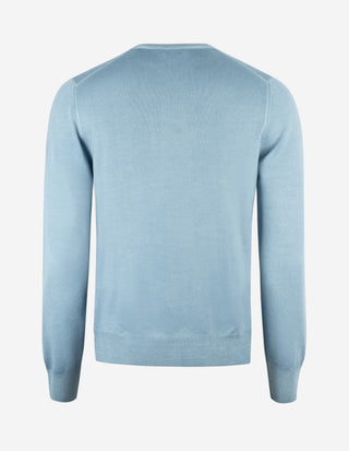 Rundhalsad Tröja Vintage Merino Ljusblå