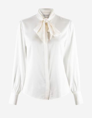 Selma Blus Siden Benvit