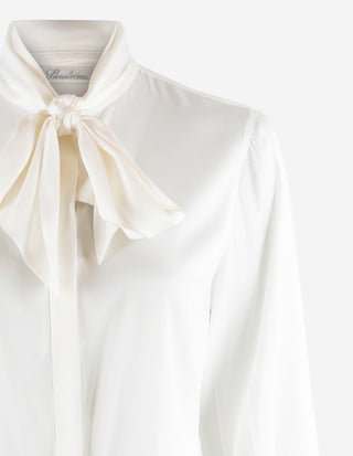 Selma Blus Siden Benvit