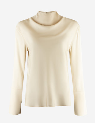 Ayumi Blus Siden Benvit
