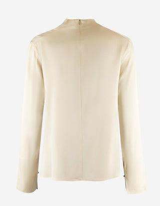 Ayumi Blus Siden Benvit