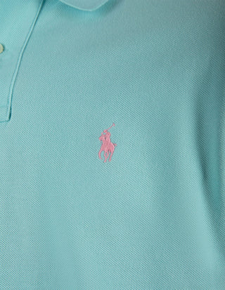 Pikétröja Custom Slim Fit Ljusblå/Turkos