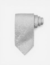 Jaquard Paisley Silk Tie Silver