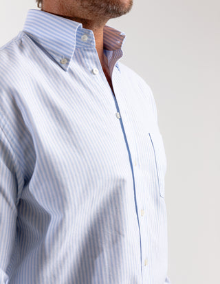 Regular Fit Button Down Oxford Shirt Blå/Vit Randig