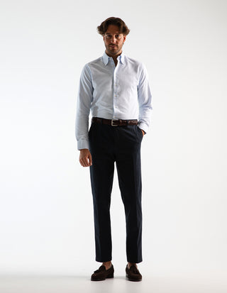 Slim Fit Oxford Skjorta Blå/Vit Randig