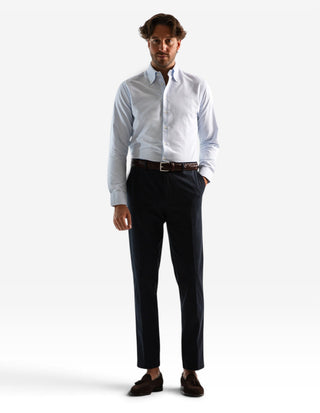Slim Fit Oxford Skjorta Blå/Vit Randig