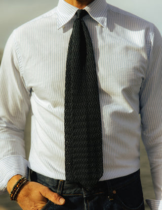 Slim Fit Oxford Skjorta Blå/Vit Randig