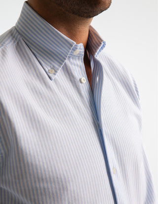 Slim Fit Oxford Skjorta Blå/Vit Randig