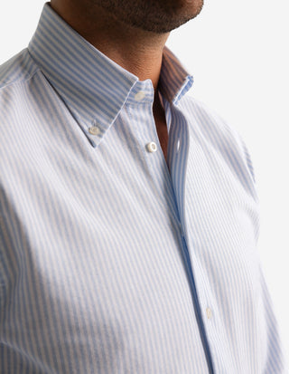 Slim Fit Oxford Skjorta Blå/Vit Randig