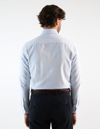 Slim Fit Oxford Skjorta Blå/Vit Randig