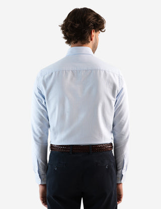 Slim Fit Oxford Skjorta Blå/Vit Randig