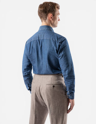 Slim Fit Skjorta Denim Mörkblå