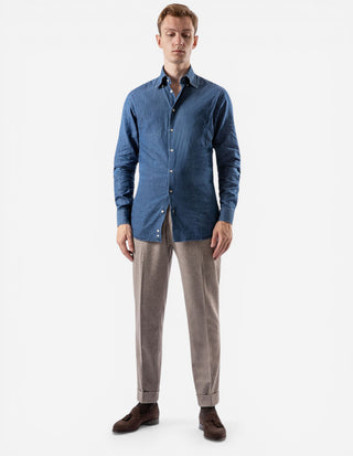 Slim Fit Skjorta Denim Mörkblå