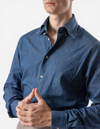 Slim Fit Skjorta Denim Mörkblå