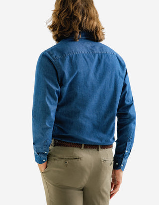 Slim Fit Skjorta Denim Mörkblå